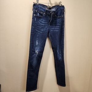 EXPRESS women's Supper Skinny Midrise distressed Blue jeans size 2R